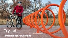  Presentation with touring - Cool new slides with senior-male-cyclist backdrop and a coral colored foreground