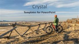  Presentation with dirt bike - PPT theme enhanced with senior-male-cyclist background and a light blue colored foreground