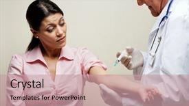  Presentation with doctor taking care of baby - Beautiful presentation featuring senior male doctor taking blood backdrop and a coral colored foreground