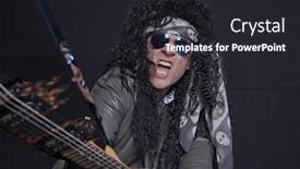  Presentation with guitar - Slide deck consisting of senior male guitarist breaking guitar over black background background and a dark gray colored foreground