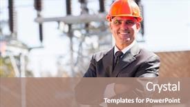  Presentation with industrial engineer - Amazing theme having senior male industrial engineer backdrop and a coral colored foreground