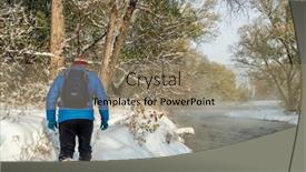  Presentation with fort - Audience pleasing presentation theme consisting of senior-male-is-hiking-along backdrop and a coral colored foreground