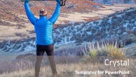  Presentation with mountain hiking - Presentation consisting of senior-male-is-hiking background and a  colored foreground