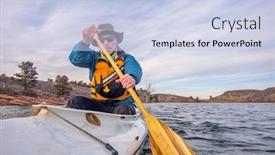  Presentation with expedition - Theme consisting of senior-male-is-paddling-expedition background and a sky blue colored foreground