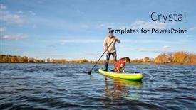  Presentation with fall lake - Slide set enhanced with senior-male-is-paddling background and a light blue colored foreground