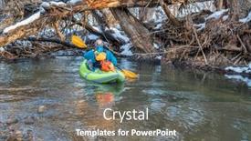  Presentation with winter river - Audience pleasing slide deck consisting of senior-male-is-paddling backdrop and a gray colored foreground