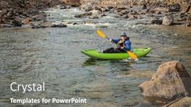  Presentation with kayak - Audience pleasing slide set consisting of senior-male-kayaker-is-paddling backdrop and a gray colored foreground