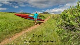  Presentation with racing - Presentation design featuring senior-male-paddler-is-carrying background and a gold colored foreground