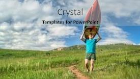  Presentation with racing - Presentation theme having senior-male-paddler-is-carrying background and a light blue colored foreground