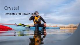  Presentation with senior fitness - Colorful slide deck enhanced with senior-male-paddler-is-drinking backdrop and a light blue colored foreground