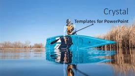  Presentation with spring water - Presentation theme consisting of senior-male-paddler-is-launching background and a light blue colored foreground