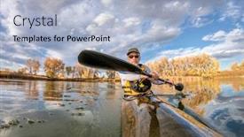  Presentation with fall lake - Amazing slide deck having senior-male-paddler-is-paddling backdrop and a light blue colored foreground