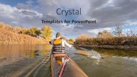  Presentation with pov - Colorful PPT theme enhanced with senior-male-paddler-is-paddling backdrop and a light blue colored foreground