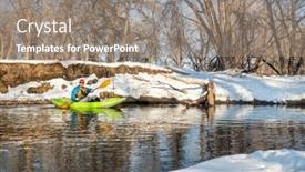  Presentation with winter river - Slides having senior-male-paddler-is-paddling background and a gray colored foreground