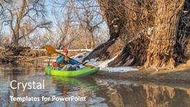  Presentation with winter river - Audience pleasing PPT layouts consisting of senior-male-paddler-is-paddling backdrop and a violet colored foreground
