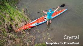 Presentation with racing - Audience pleasing PPT theme consisting of senior-male-paddler-is-stretching backdrop and a gray colored foreground