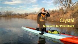  Presentation with workout - Cool new PPT layouts with senior-male-paddler-wearing-wetsuit backdrop and a tawny brown colored foreground