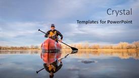  Presentation with spring training - Presentation design with senior-male-paddler background and a light blue colored foreground
