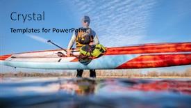  Presentation with senior fitness - Beautiful slide deck featuring senior-male-paddler backdrop and a light blue colored foreground