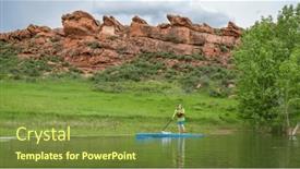  Presentation with touring - Presentation theme with senior-male-paddler background and a tawny brown colored foreground