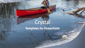  Presentation with winter river - Cool new slides with senior male paddling a red canoe in winter - cache la poudre river in fort collins colorado backdrop and a teal colored foreground