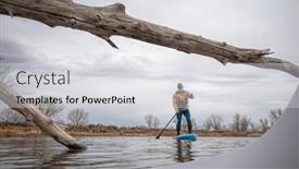  Presentation with spring water - Presentation theme consisting of senior-male-paddling-a-stand background and a light gray colored foreground