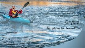  Presentation with kayak - Audience pleasing slide set consisting of senior-male-paddling-a-whitewater backdrop and a light blue colored foreground