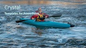  Presentation with senior fitness - Slide set having senior-male-paddling-a-whitewater background and a ocean colored foreground