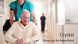  Presentation with wheelchair - Amazing presentation design having senior male patient being discharge backdrop and a lemonade colored foreground