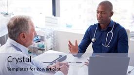  Presentation with black patient - Audience pleasing presentation consisting of senior male patient in consultation backdrop and a light blue colored foreground