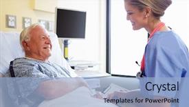  Presentation with male nurse - Presentation theme featuring senior male patient in hospital background and a light blue colored foreground