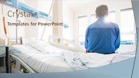  Presentation with getting better - PPT theme having senior-male-patient background and a sky blue colored foreground