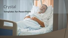  Presentation with modern color - Presentation design having senior-male-patient background and a light blue colored foreground