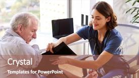  Presentation with scrubs - Slide deck featuring senior male patients blood pressure background and a coral colored foreground