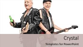  Presentation with punk - PPT theme consisting of senior male punk rock bass background and a light gray colored foreground