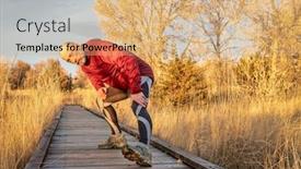  Presentation with ponds - Colorful slide set enhanced with senior-male-runner-is-stretching backdrop and a coral colored foreground