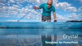  Presentation with stand - Presentation design consisting of senior-male-stand-up-paddler background and a ocean colored foreground