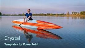  Presentation with senior fitness - Cool new slide deck with senior-male-stand-up-paddler backdrop and a ocean colored foreground