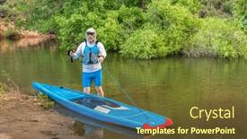  Presentation with leash - PPT theme consisting of senior-male-stand-up-paddler background and a tawny brown colored foreground