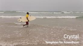  Presentation with active seniors senior e - Audience pleasing slide deck consisting of senior male surfer with surfboard backdrop and a gray colored foreground