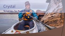  Presentation with life - Slides with senior-male-wearing-life-jacket background and a sky blue colored foreground