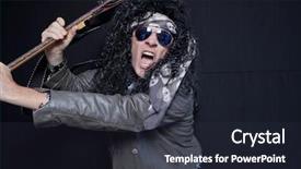  Presentation with guitar - Slide deck featuring senior man about to smash background and a tawny brown colored foreground