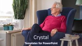  Presentation with alone - Audience pleasing PPT theme consisting of senior-man-alone-sitting backdrop and a wine colored foreground