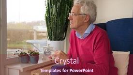  Presentation with alone - PPT layouts having senior-man-alone-sitting background and a violet colored foreground