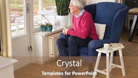  Presentation with alone - Presentation theme with senior-man-alone-sitting background and a coral colored foreground