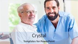  Presentation with rest - Slide deck featuring senior man and nurse background and a light blue colored foreground