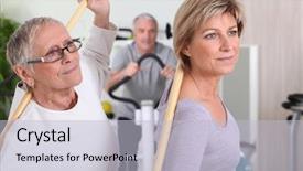  Presentation with gymnastics - Amazing slides having senior man and senior women doing gymnastics backdrop and a light blue colored foreground