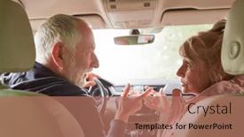  Presentation with road trip - PPT layouts with senior-man-and-woman-arguing background and a coral colored foreground