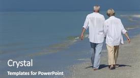  Presentation with old couple walking - Amazing presentation theme having senior man and woman couple backdrop and a gray colored foreground