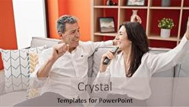  Presentation with senior couple - Slide set with senior-man-and-woman-couple background and a light gray colored foreground